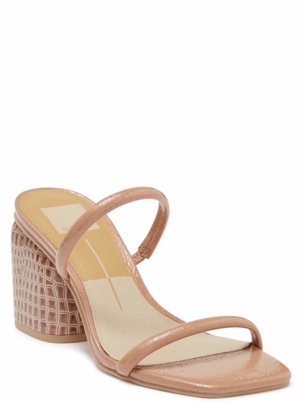 Dolce Vita Blush Nude Patent Two-Strap Block Heel